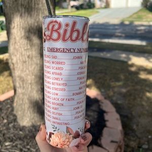 Religious bible 20oz stainless steel tumbler with metal straw